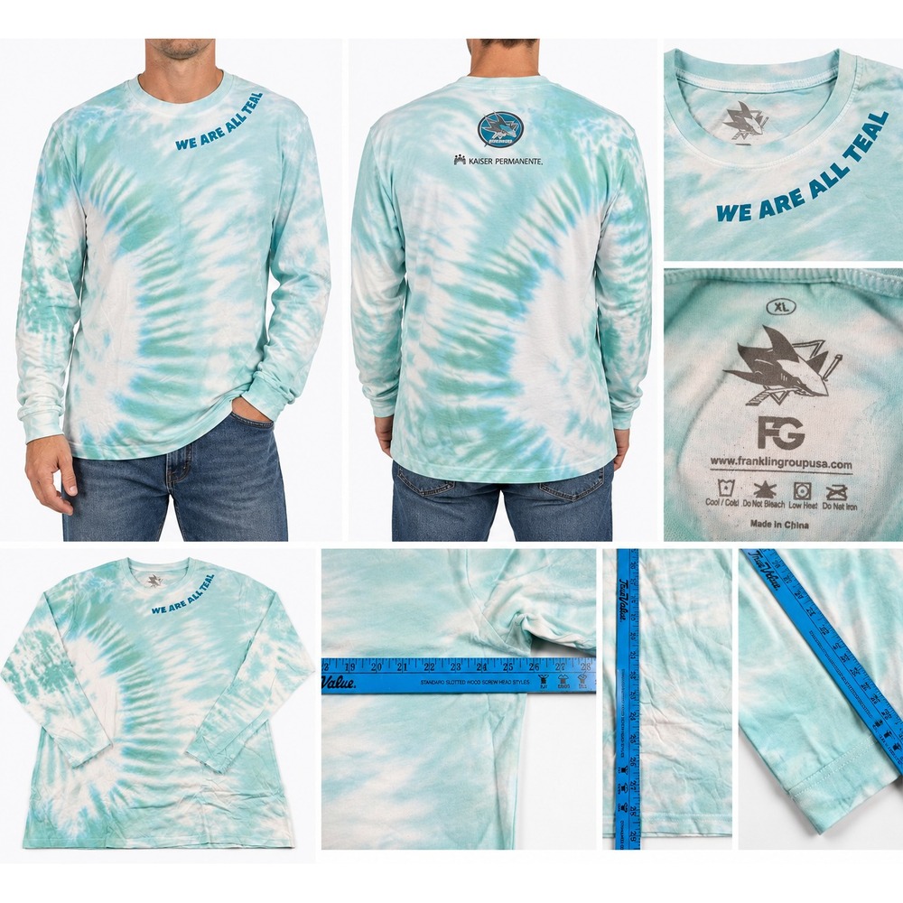 FG San Jose Sharks Men's XL Tie Dye Long Sleeve "We Are All Teal" NHL Shirt